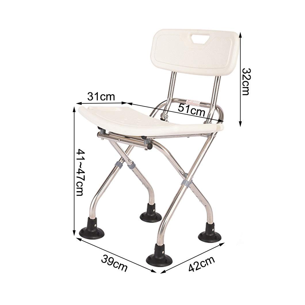 Banco De Baño Plegable, Silla De Ducha, Asiento De Seguridad, Taburete De Baño Plegable con Respaldo | Asiento De Bañera Living SPA Aid para Personas Mayores, Personas Ma