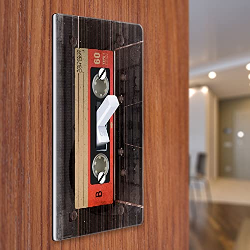 Wirester Single Gang Toggle Light Switch Plate/Wall Plate Cover - Red Vintage Cassette Tape #TOP2
