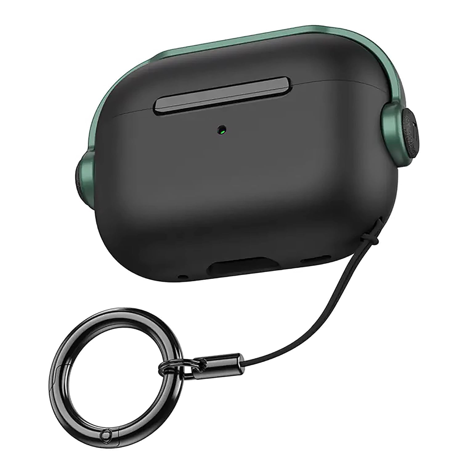 Antilost Lid Case Cover Shell for Airpods pro 2| Full Protection Case Cover with Lanyard Compatible for Airpods pro Gen-2 with carabaner | Green Black