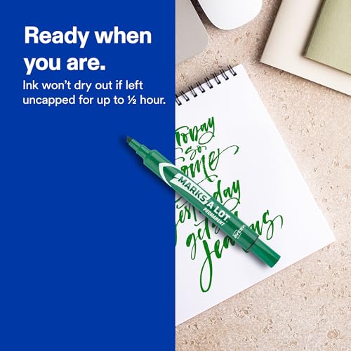 Image of Avery Marks A Lot Permanent Markers, Large Desk-Style Size, Chisel Tip, Value Pack, 36 Green Markers Total, Ideal for Signs, Posters, Labeling, and More (98241)