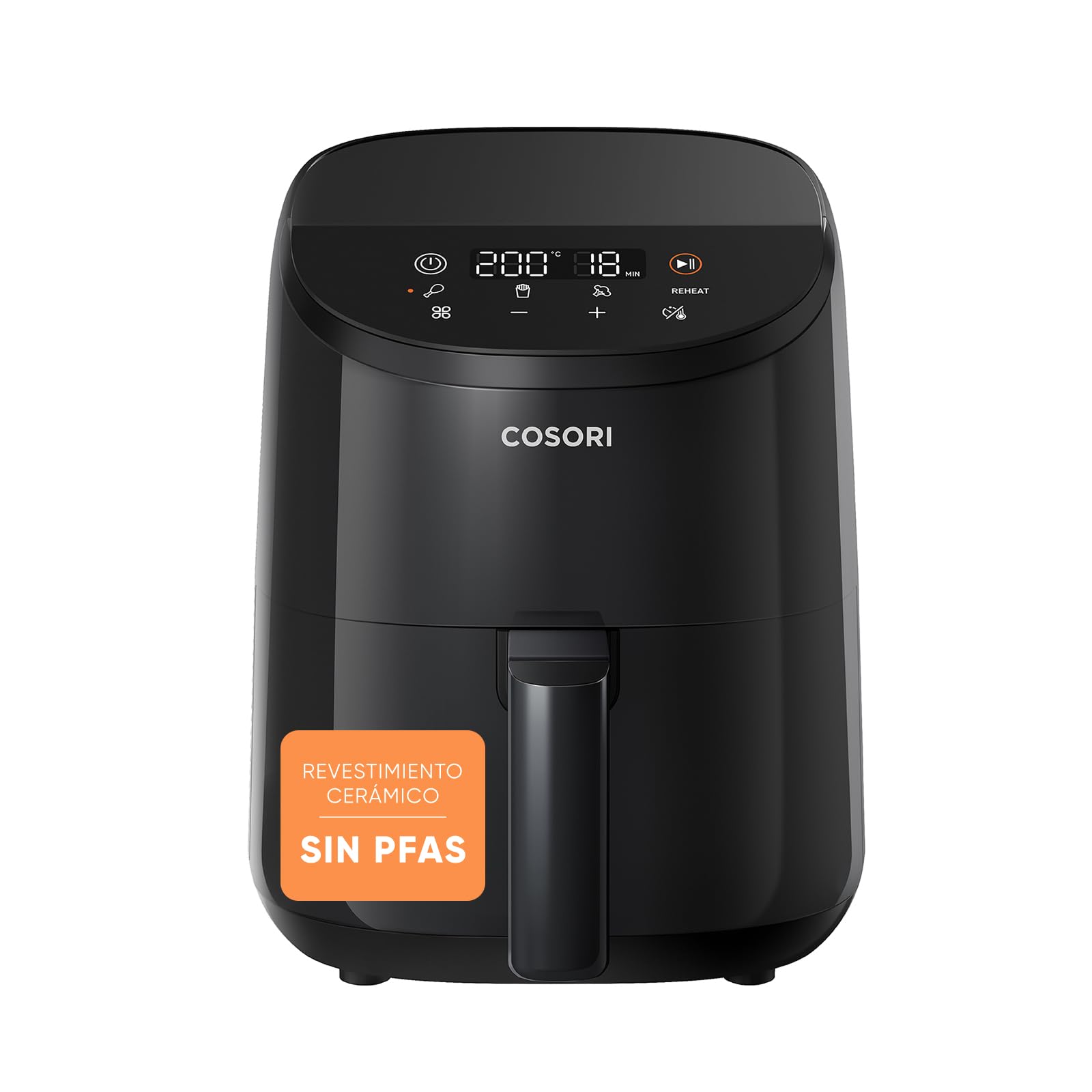 Cosori Freidora de Aire 2L, Compacta con Pantalla Táctil, Ahorro de Energía | Sin PFAS ni Teflón, Revestimiento Cerámico, Temperatura y Tiempo Ajustables, Apta para Lavavajillas, Silenciosa y Eficiente