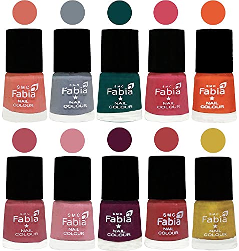 Image of ALL IN ONE (PACK OF 10), Long Lasting Glossy Nail Polish, 6 ml Each, All Vibrant Colours,02058