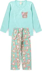 Pijama Longo Infantil Menina Blusa e Calça Ursinha Carinhosa