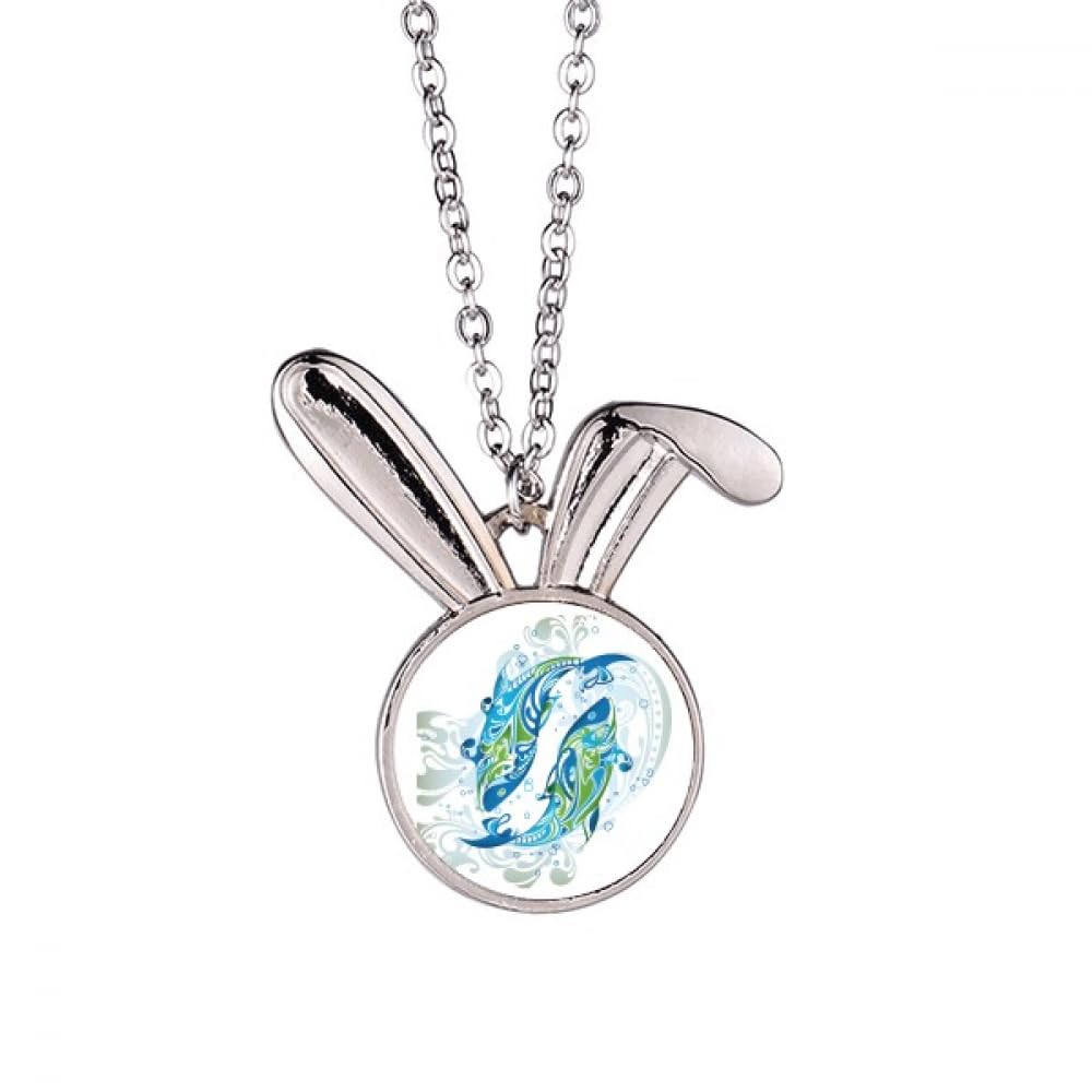 Collier lapin pendentif poisson et vagues aux finitions ciselées main - 5