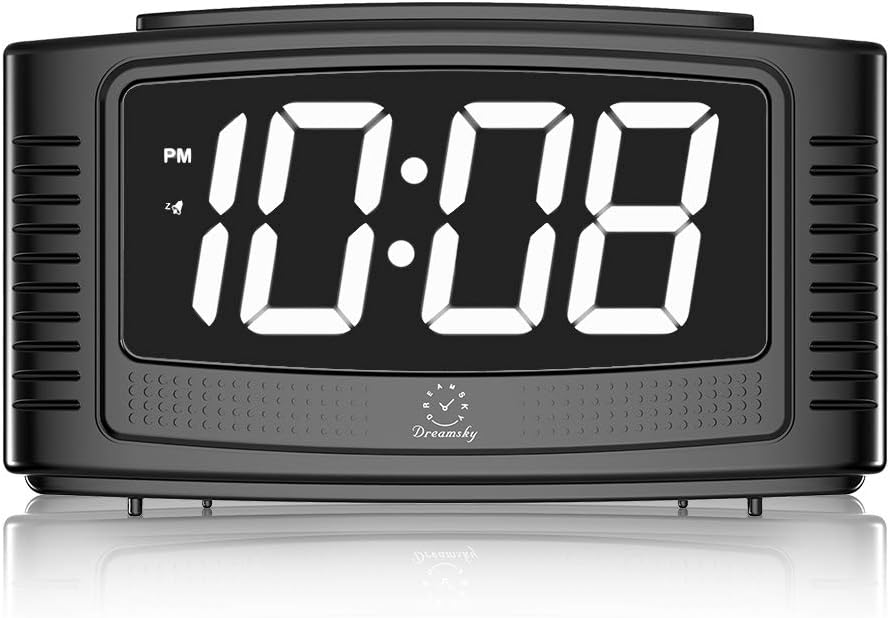 DreamSky Digital Alarm Clock with Snooze, 1.2 Inch Clear