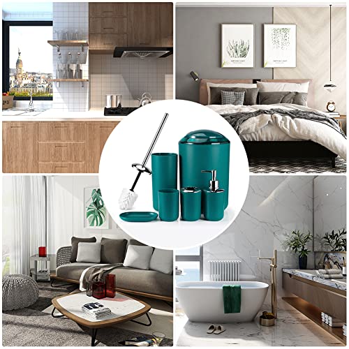 Otostar Bathroom Accessories Set 6 Piece Housewarming Gifts Set Plastic Bathroom Accessory Set Includes Toothbrush Holder Soap Dispenser Tumbler Soap Dish Toilet Brush Holder Trash Can (Dark Green) by OTOSTAR - Image 8