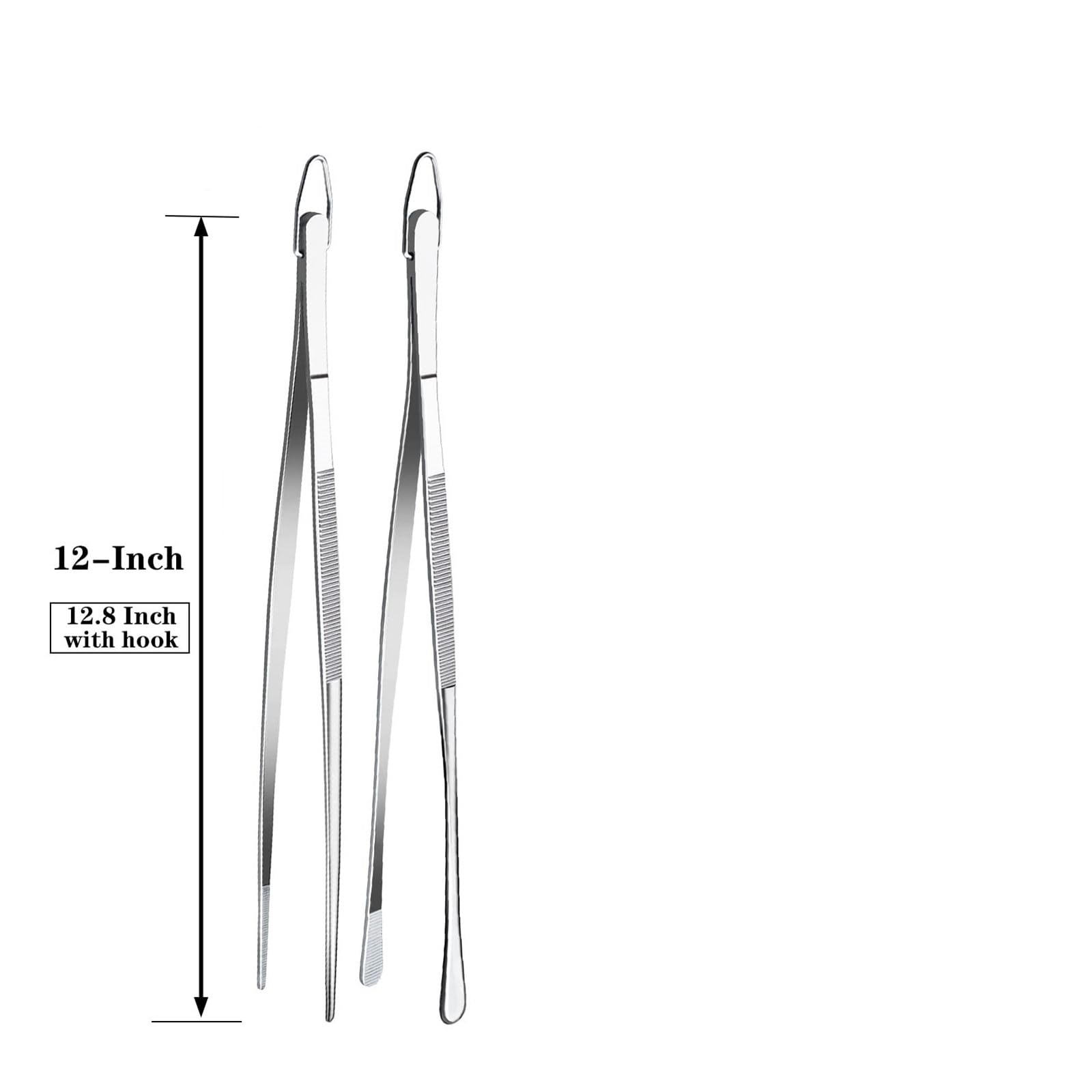 2 unids/set pinzas de cocina acero inoxidable 12 pulgadas finas Extra larga for comida mar y barbacoa