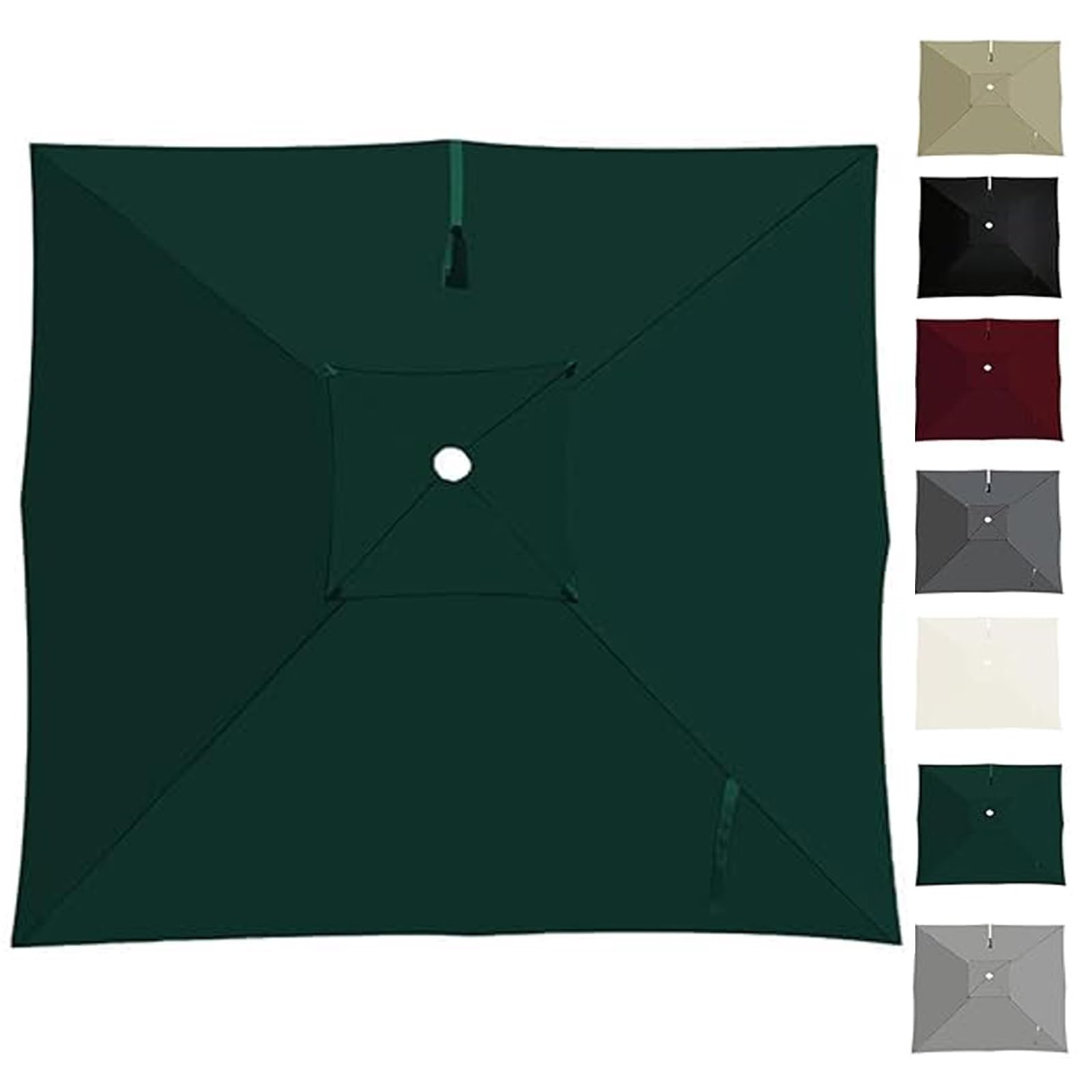 3x3 3x4m Square Umbrella Canopy Replacement Patio Umbrella Replacement Canopy 8 Ribs Cantilever Umbrella Replacement Canopy Waterproof Offset Parasol Replacement Fabric(Green,9.8x9.8ft/3x3m)