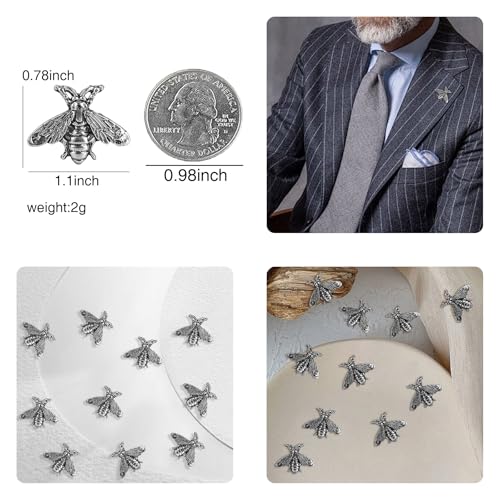 Image of 10 Pack Cute Funny Vintage Bee Brooches Pin Set Fashion Retro Animal Themed Lapel Brooches Jewelry Suit Brooch for Men Women Gold Silver Plated