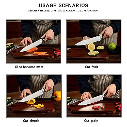 Image of Premium 7 inch Stainless Steel Meat Knife for Kitchen Chopping, High Carbon Ultra Sharp Santoku Knife Japanese Cooking Chef Butcher Knife for Meat and Vegetable Cutter Knives