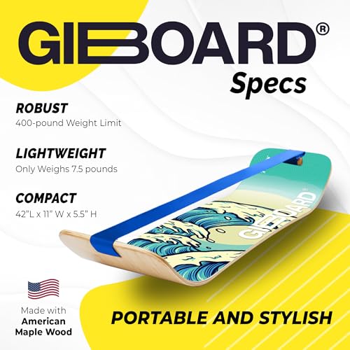GIBBON SlackBoard - GiBoard Balance Board Kids & Adults - Slackline Balance Trainer - Slack Board Core Workout Equipment Home Gym Training - Standing Desk Exercise - Yoga, Agility, Pilates & More
