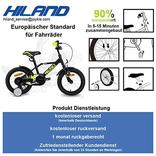 HILAND Adler 12 14 16 Zoll Kinderfahrrad für Jungen 2 3 4 5 6 7 Jahre mit Stützrädern Handbremse Rücktrittbremse… – Bild 8