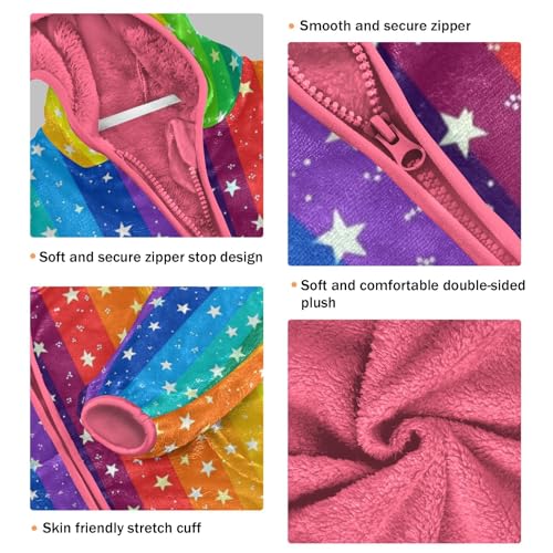 Rainbow Star Girls Fleece Jacket Girls Fall Jacket Girl Coats Zip Up Hoodie Children Sherpa Warm Outerwear 2-10T3