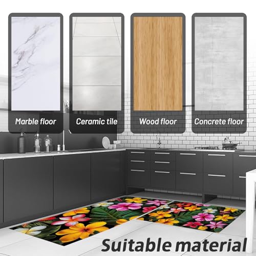 Ensemble tapis de cuisine antidérapant lot de 2 imprimé vert