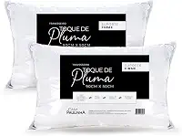 Kit 02 Travesseiros King Toque de Pluma Firme 90cm x 50cm Alto Macio e Confortável - Casa Paulinha