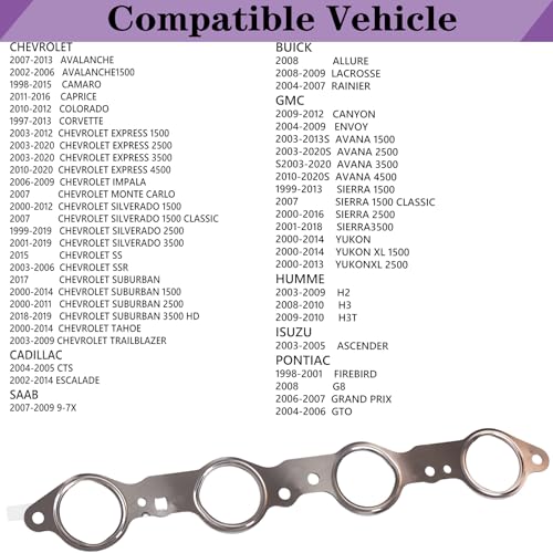Image of 12617944 For Chevy Silverado 1500 2500 Sierra LS layer steel GM Gasket,MLS Header Manifold Exhaust Gasket 2PCS LS1 LS2 LS3 LS6 LQ4 LQ9 Escalade Suburban 12558573 12620947 12600530 4.8 5.3 5.7 6.0 6.2