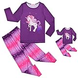 QPANCY お揃いの女の子&人形パジャマセット 秋冬 パジャマ アメリカンガール 18インチ人形服 US サイズ: 6-7 Years カラー: パープル