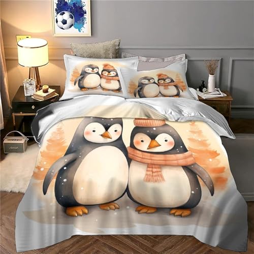 Housse de couette pingouin en microfibre pour chambre d'ado d'hiver
