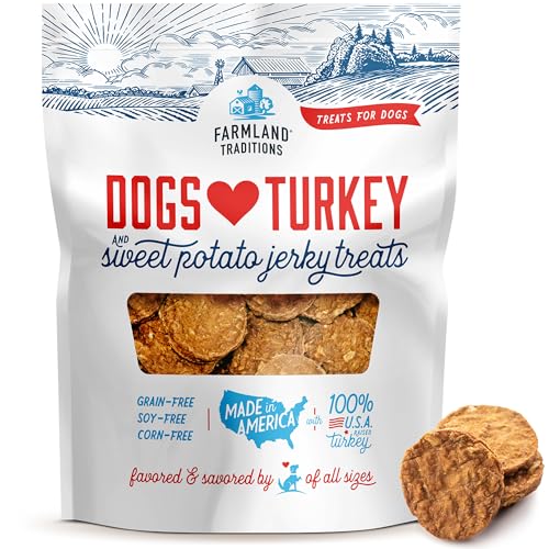 Farmland Traditions Filler Free Dogs Love Turkey & Sweet Potato Premium Jerky Treats for Dogs, 1 lb. Bag