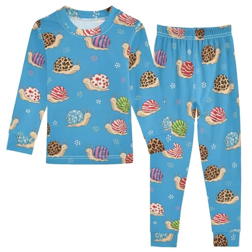 Pajama Sets Long Sleeve Colorful Snails with Dot Soft Comfy Sleepwear 2 Piece PJS 3-8T