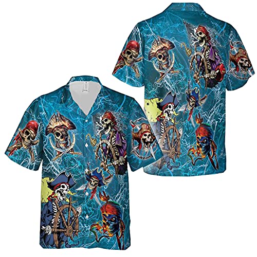 CLOTHINGFORFUN Pirate Skull Hawaiian Shirt for Men (4XL) CLOTHINGFORFUN Pirate Skull Hawaiian Shirt for Men (4XL)