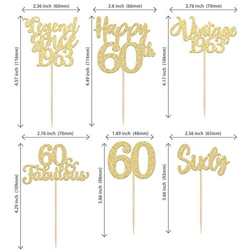 36Pcs 60Th Birthday Cupcake Toppers Gold Glitter Legend Since 1963 Cupcake Picks Happy 60Th Vintage 1963 Cupcake Topper For 60Th Birthday Wedding Anniversary Party Cake Decorations Supplies #TOP1