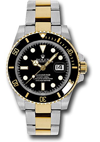 Rolex Oyster Perpetual 40MM Stainless Steel & 18K Yellow Gold Submariner Date with a Black Ceramic Bezel and A Black Stick Dial.