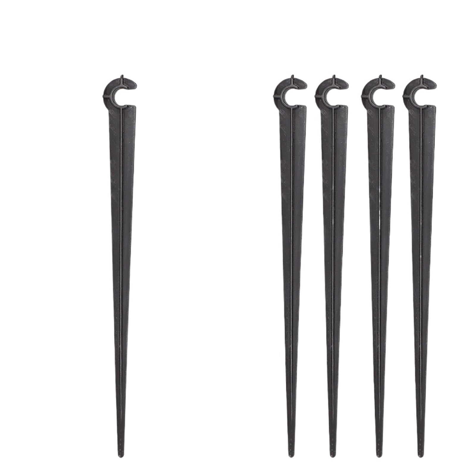 50 estacas for manguera de 1/8'', 1/4'', 3/8'', 16 mm y 20, fijas for riego jardín, microgoteo, soportes sujeción(Black Fx50pcs)