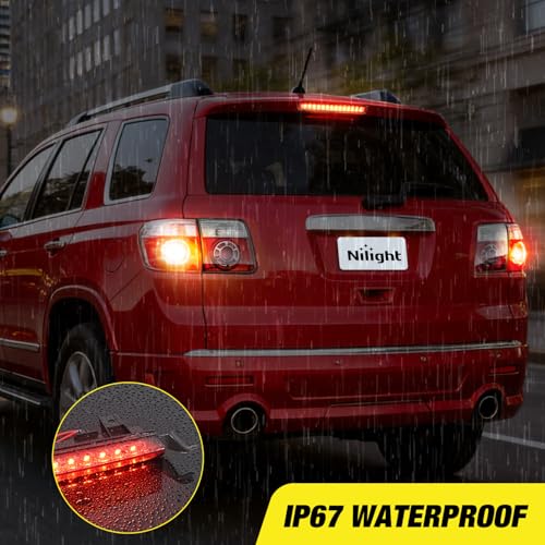 Image of Nilight Third Brake Light Tail High Mount 3rd Stop Lights Smoked Lens Compatible with Chevy Traverse 2009-2017 GMC Acadia 2009-2012 Van SUV Rear Center Cab Lamp
