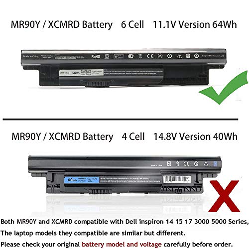 Bateria Skyvasta de 6 células MR90Y para Dell Inspiron 3421 3437 5421 5437 3521 3537 5521 5537 3721