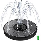 Yzert Solar Fountain with 2000 mAh Battery Backup Works in Cloudy, Glass Solar Powered Bird Bath Fountains with 7 Nozzles, 3.5 W Solar Fountain Pump for Birdbath,Garden, Outdoor, Pond (Black)