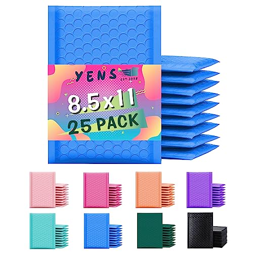 Yens Blue Poly Bubble Mailers 8.5x12 25 Pack Usable 8.5x11