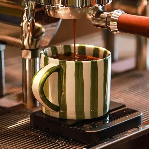 Taza de cerámica para café de 8 oz con diseño a rayas miniatura 4
