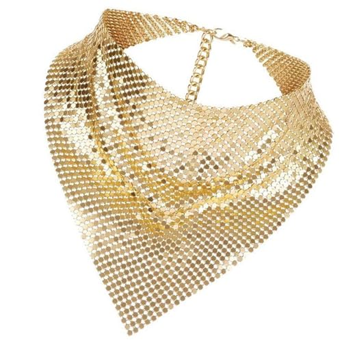 Shimmering Bandanas Scarf for Party Punk Metallic Neck Scarf for Women Fashion Neck Tie Club Party Costume Neckwear4