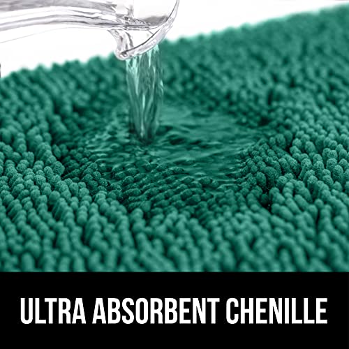 Image of Gorilla Grip Original Shaggy Chenille Oval U-Shape Contoured Mat for Base of Toilet, 22.5x19.5 Size, Machine Wash and Dry, Soft Plush Absorbent Contour Carpet Mats for Bathroom Toilets, Emerald