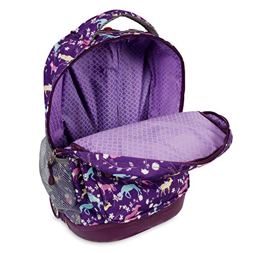 J World New York Sunrise Rolling Backpack. Roller Bag with Wheels, Safari, 18