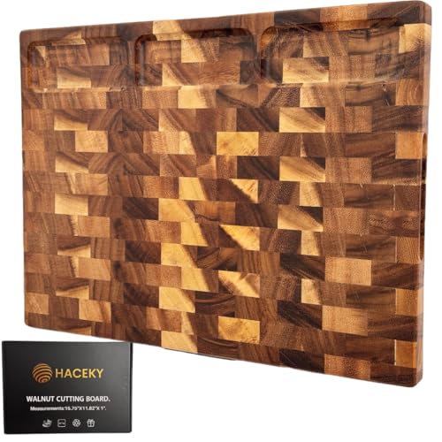 Tabla de cortar rectangular de nogal con ranura para jugos miniatura 1