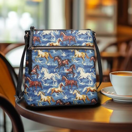 Image of Leather Purses for Women, Leather Hobo Bags for Women Travel Sling Purse Triple Zippered Pockets Shoulder Bag