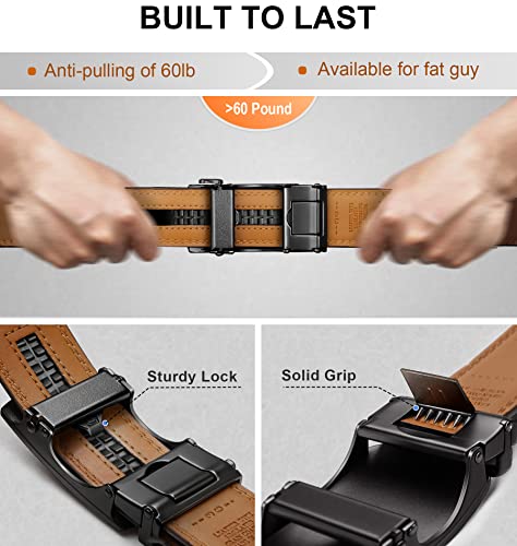 BULLIANT Ceinture Hommes, Ceinture Slide À Cliquet Pour Hommes, Cuir Véritable, Garniture Adaptée - Noir - 130cm/36 -44 taille réglable - Image 7