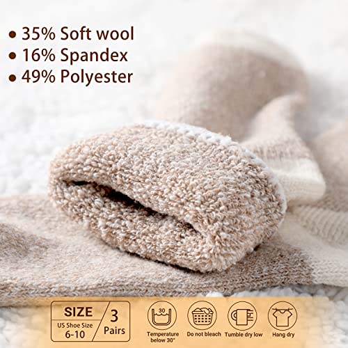 3 Pairs Wool Socks - Thick, Warm, Boot, Hiking, Cozy Long Socks for Women & Men3