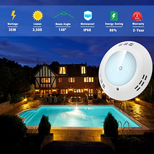 LyLmLe LED Swimming Pool Light Resin Filled Ultra-Flat,35W Underwater Submersible Lights Surface Mounted (Equivalent 300W Halogen Bulbs) - Image 2