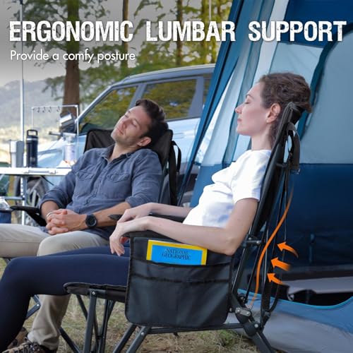 Silla de Camping Portal con Soporte Lumbar para Adultos Plegable Portátil Respaldo Alto Sobredimensionada, 400LBS miniatura 5