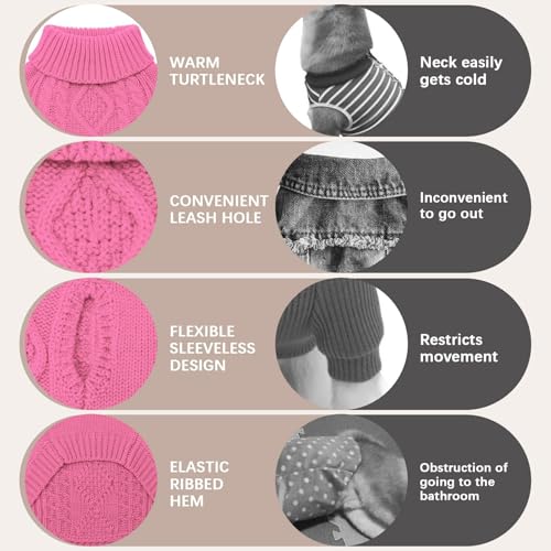 Image of BINGPET Dog Sweater for Small Medium Dogs, Turtleneck Knitted Clothes