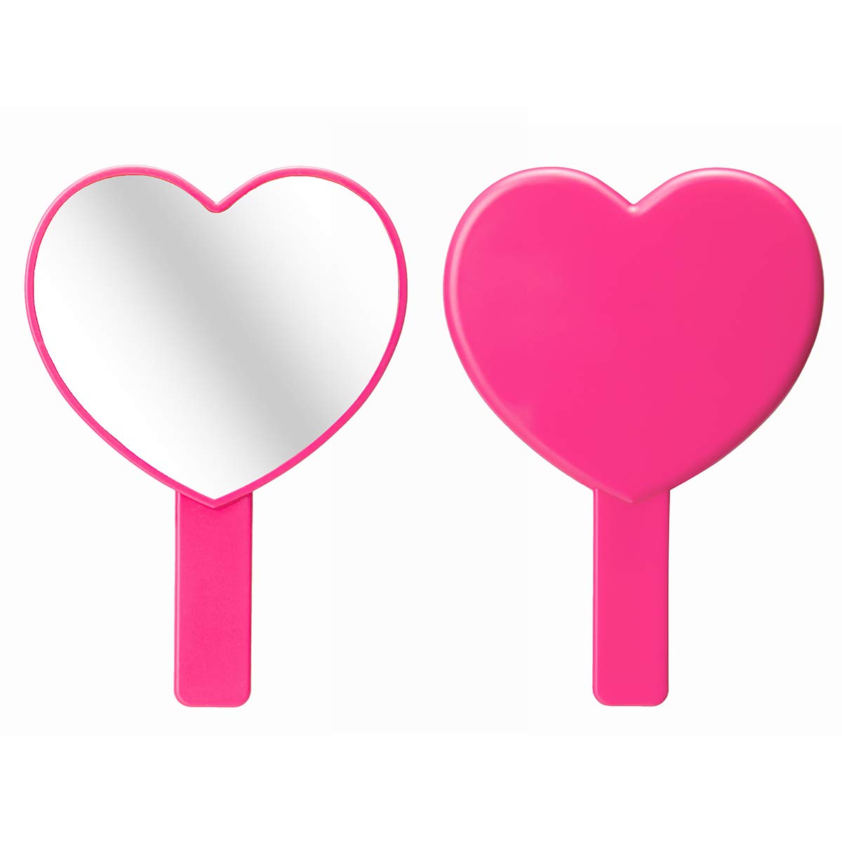 Espejo de mano de maquillaje en forma de corazón, espejo de mano de viaje, espejo cosmético personal portátil con mango (rojo rosa) 4