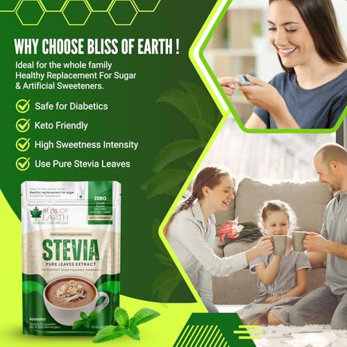 Image of Bliss of Earth Pure Stevia Extract Powder Without Erythritol | Natural Zero Calorie Sweetener | Sugar Free Stevia Extract | Organic Sugar Alternative | Keto Friendly Stevia Sugar for Everyday Sweetness 42.52g