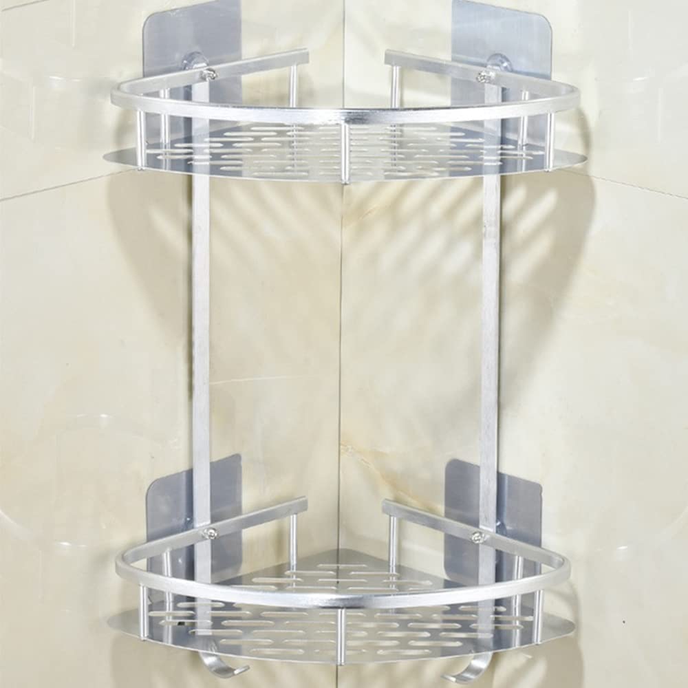 ELUKHT Corner Shower Caddy Bathroom Shelves Black Bathroom Shelf Space Aluminum Wall-Mounted Toilet Vanity Towel Rack Storage Punch