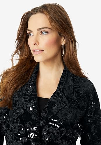 Roaman's Women's Plus Size Statement Sequin Blazer4