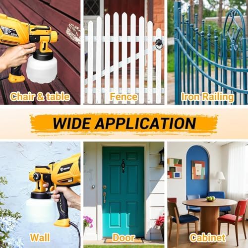 Paint Sprayer :DEKOPRO 1000W HVLP High Power Paint Gun with 1200ml High Capacity Container, Easy to Clean,for House Painting, Furniture, Cabinets, Fence, Walls, Door, Garden Chairs etc — view 7