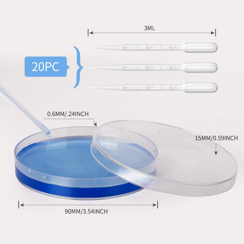 20 stuks steriele plastic petrischalen met deksel met 5 stuks 3 ml 20 stuks steriele plastic petrischalen met deksel met 5 stuks 3 ml