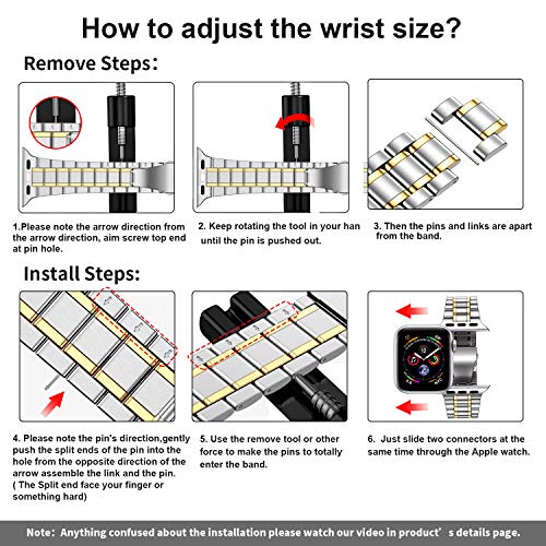 Image of MioHHR Solid Stainless Steel Band Compatible with Apple Watch 45mm, Metal Strap with Soft TPU Case for iWatch Series 9 8 7 45mm Women and Men, Silver /Gold